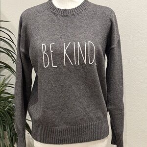Rae Dunn Gray Be Kind Sweater Long Sleeve Crew Neck Winter S
